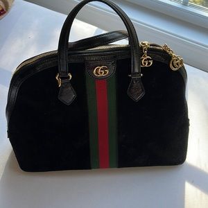Gucci Black  Suede Ophedia Bag 🖤💚❤️